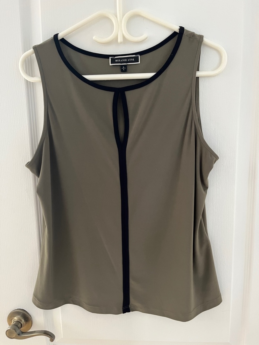 Melanie Lyne Olive Tank with Black Contrast Trim